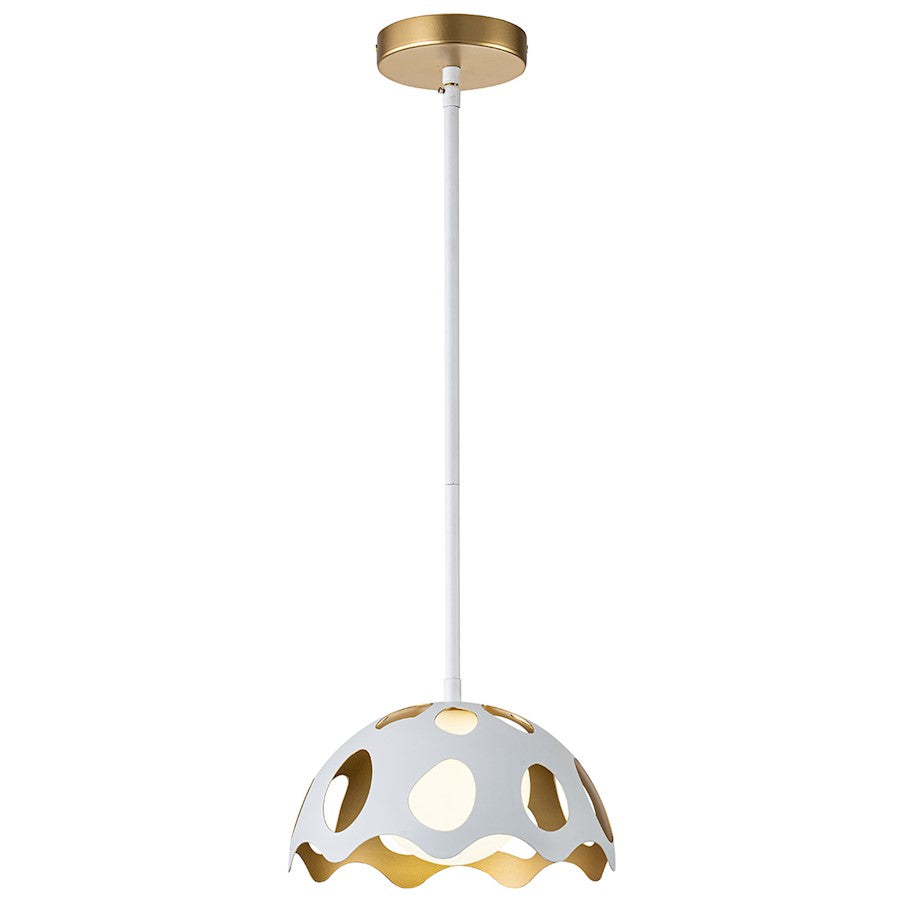 Lucas McKearn Pebbles 1 Light 10" Pendant, White/Frosted Glass - PD7369W-10