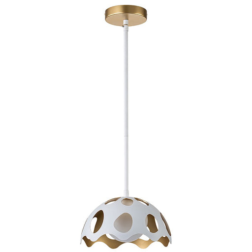 Lucas McKearn Pebbles 1 Light 10" Pendant, White/Frosted Glass
