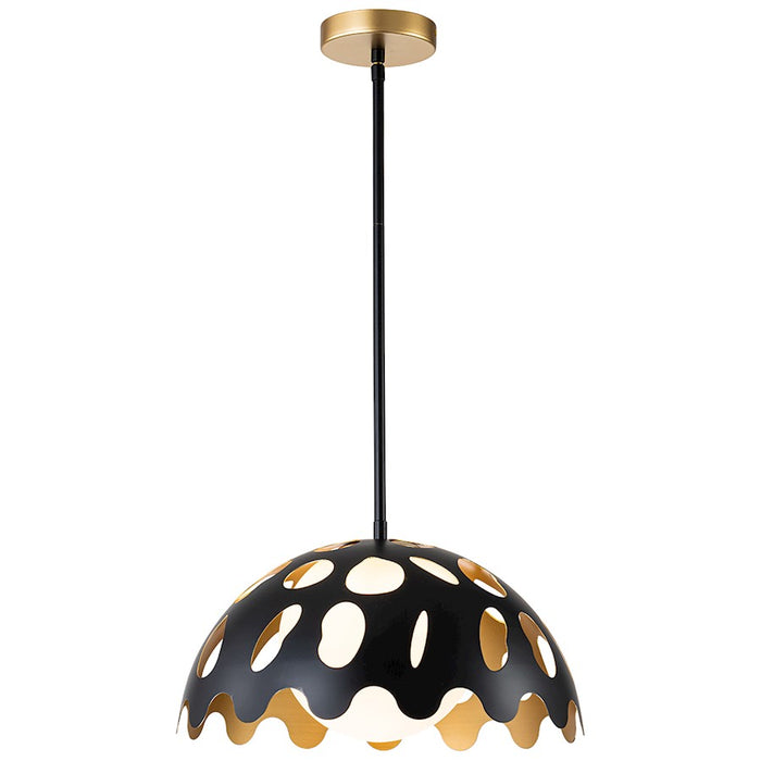 Lucas McKearn Pebbles 1 Light 15" Pendant, Black/Frosted Glass - PD7376B-15