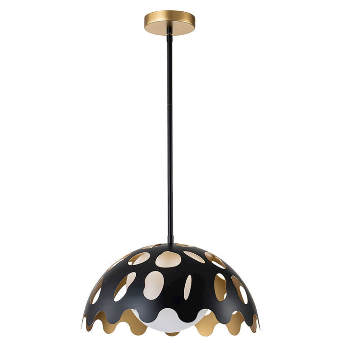 Lucas McKearn Pebbles 1 Light 15" Pendant, Black/Frosted Glass