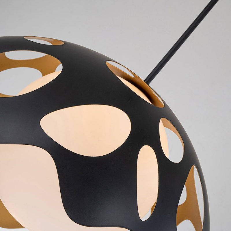 Lucas McKearn Pebbles 1 Light 15" Pendant, Black/Frosted Glass