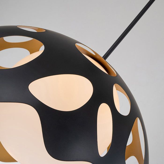 Lucas McKearn Pebbles 1 Light 15" Pendant, Black/Frosted Glass