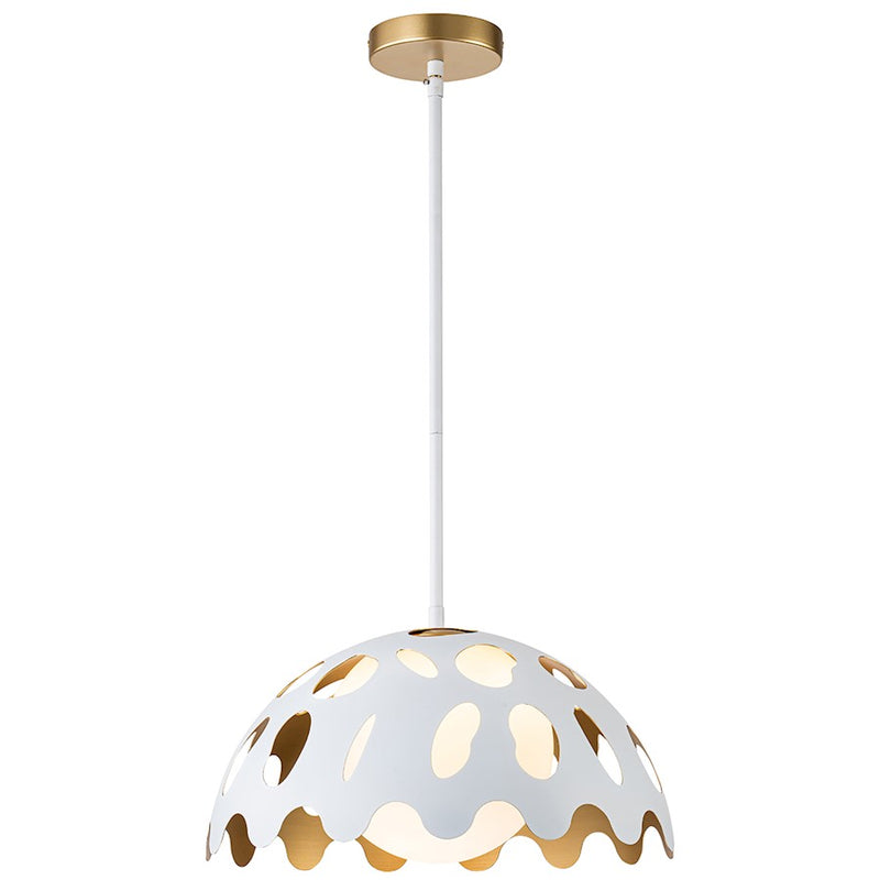 Lucas McKearn Pebbles 1 Light 15" Pendant, White/Frosted Glass - PD7376W-15