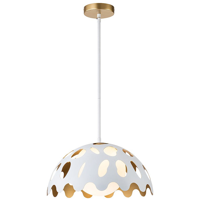 Lucas McKearn Pebbles 1 Light 15" Pendant, White/Frosted Glass - PD7376W-15