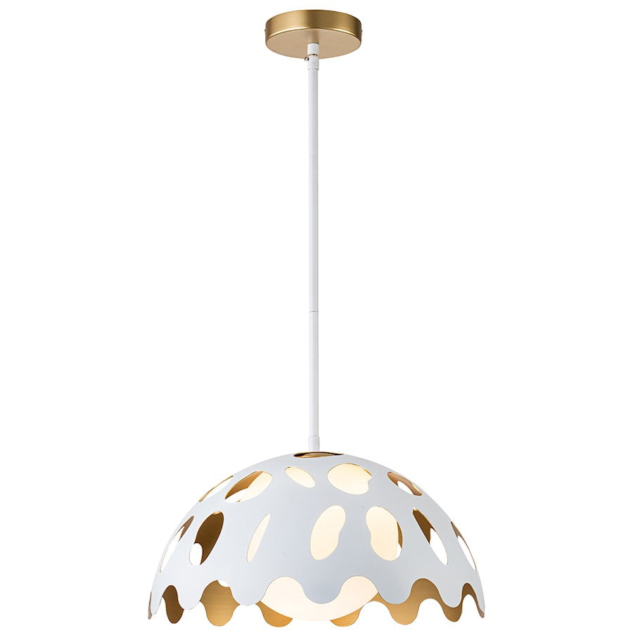 Lucas McKearn Pebbles 1 Light 15" Pendant, White/Frosted Glass - PD7376W-15