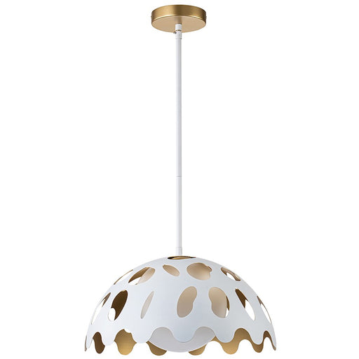 Lucas McKearn Pebbles 1 Light 15" Pendant, White/Frosted Glass