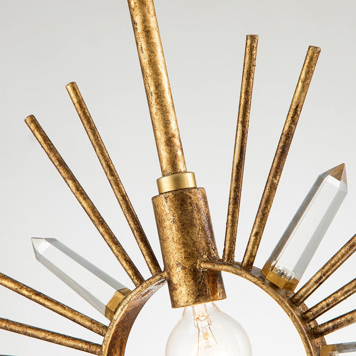 Lucas McKearn Sun King 1 Light Pendant, Gold Leaf