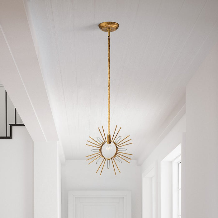 Lucas McKearn Sun King 1 Light Pendant, Gold Leaf