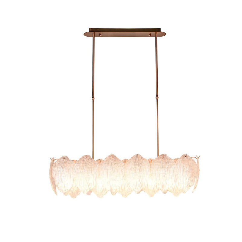 Lucas McKearn Acanthus 9Lt Oval Pendant, Clear Textured Glass/Brass - PD9082