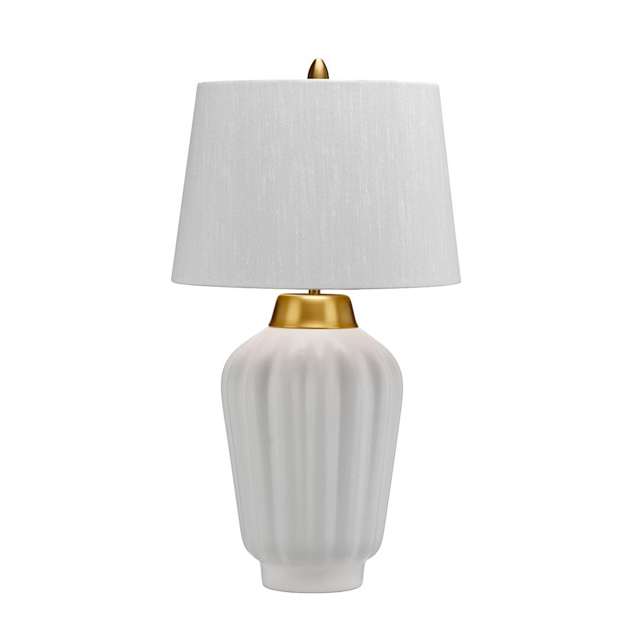 Lucas McKearn Bexley 1Lt Table Lamp, White/Ivory/Brass - QN-BEXLEY-TL-WBB