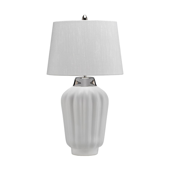 Lucas McKearn Bexley 1Lt Table Lamp, White/Ivory/Nickel - QN-BEXLEY-TL-WPN