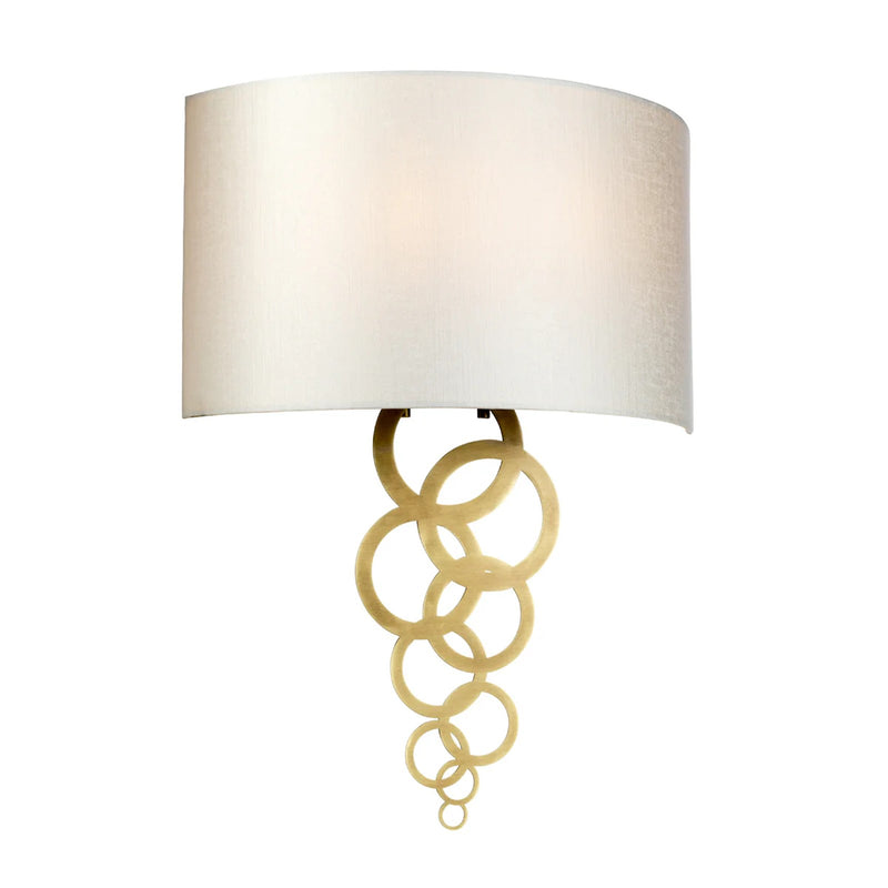 Lucas McKearn Curtis 2 Light Sconce, Aged Brass/Ivory Shade - SC-CURTIS-LARGE-AB