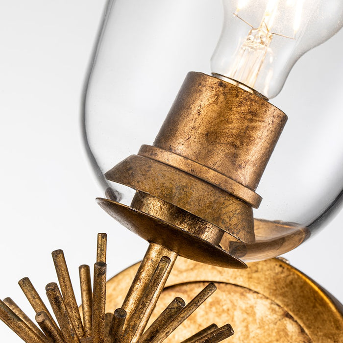 Lucas McKearn Staring 1 Light Sconce, Gold Leaf/Clear/Gold Trim