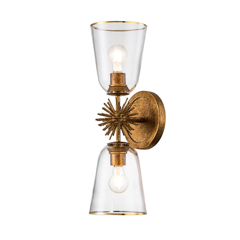 Lucas McKearn Staring 2 Light Sconce, Gold Leaf/Clear/Gold Trim - SC00957G-2