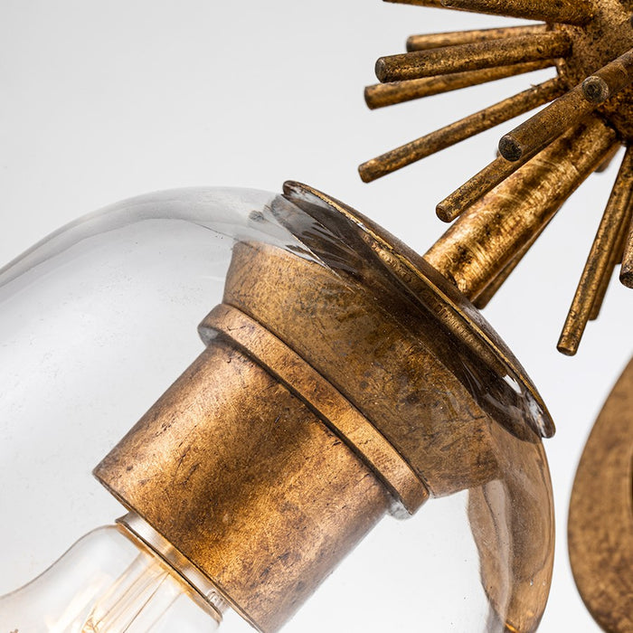 Lucas McKearn Staring 2 Light Sconce, Gold Leaf/Clear/Gold Trim