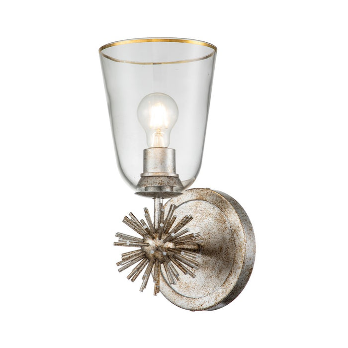 Lucas McKearn Staring 1 Light Sconce, Silver Leaf/Clear/Gold Trim - SC00957S-1