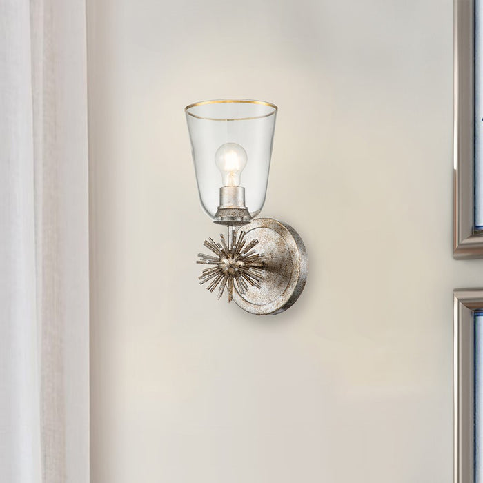 Lucas McKearn Staring 1 Light Sconce, Silver Leaf/Clear/Gold Trim