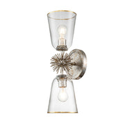 Lucas McKearn Staring 2 Light Sconce, Silver Leaf/Clear/Gold Trim - SC00957S-2