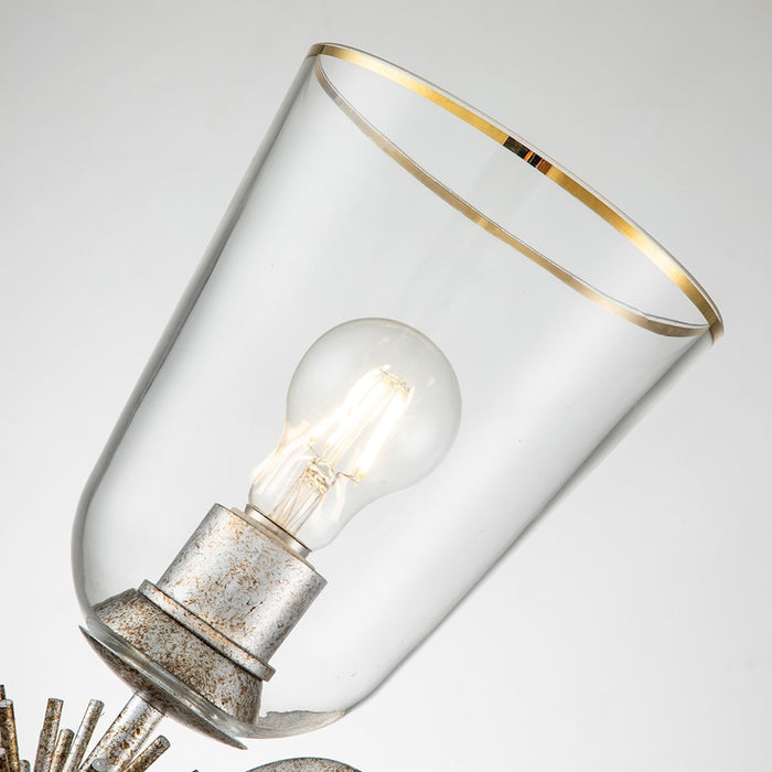 Lucas McKearn Staring 2 Light Sconce, Silver Leaf/Clear/Gold Trim