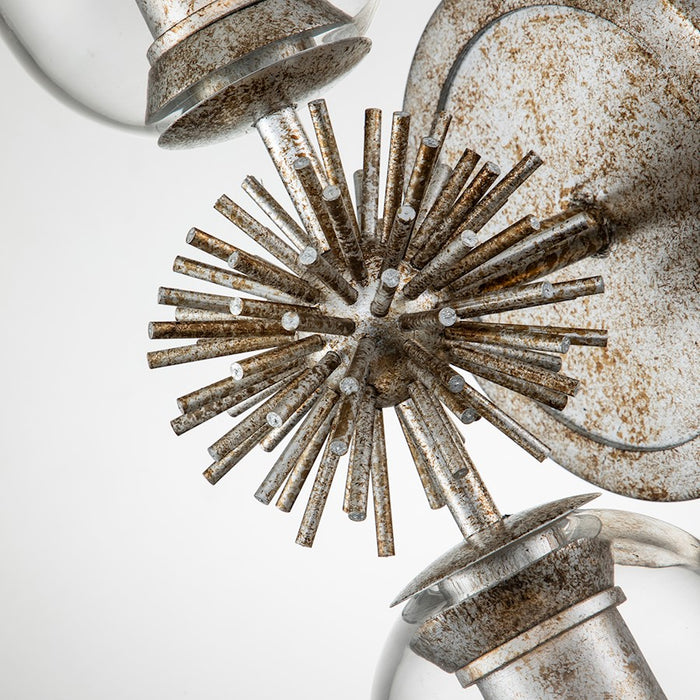 Lucas McKearn Staring 2 Light Sconce, Silver Leaf/Clear/Gold Trim