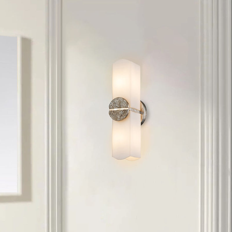 Lucas McKearn Elan 2 Light Sconce, Silver Leaf/Opal Etched