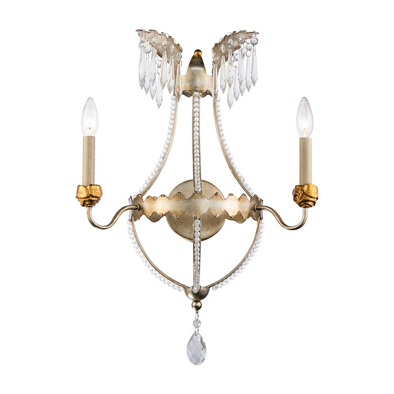 Lucas McKearn Lemuria 2 Light Wall Sconce, Distressed Silver/Gold - SC1035-2