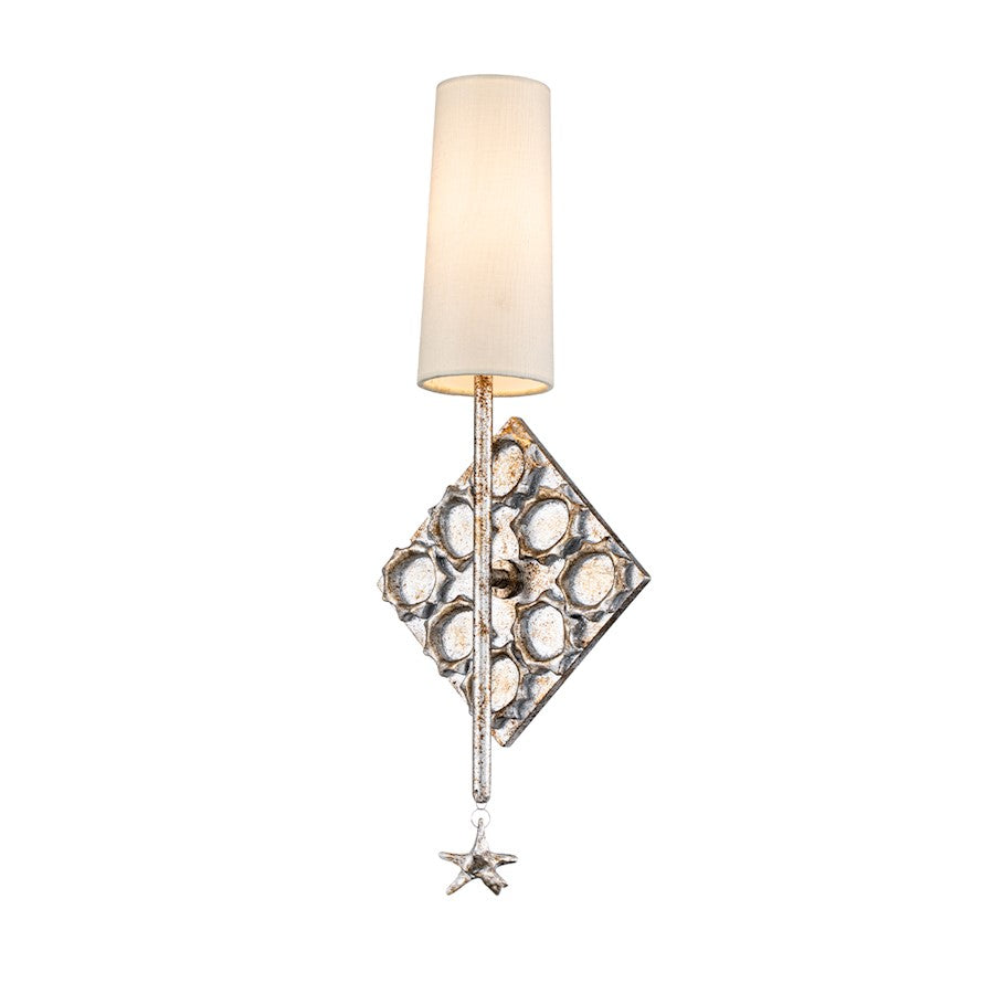 Lucas McKearn Star 1 Light Sconce, Silver Leaf/Off White - SC10500S-1
