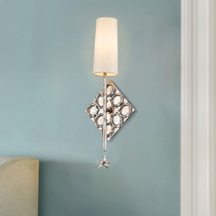 Lucas McKearn Star 1 Light Sconce, Silver Leaf/Off White