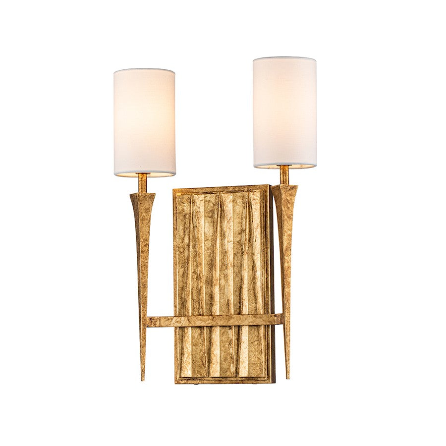 Lucas McKearn Crest 2 Light Sconce, Gold Leaf/Off White - SC10506G-2