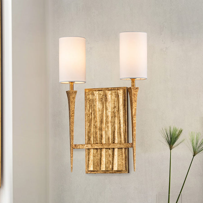 Lucas McKearn Crest 2 Light Sconce, Gold Leaf/Off White
