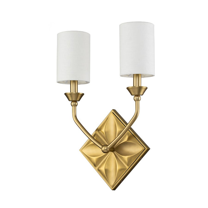 Lucas McKearn Epsilon 2 Light Wall Sconce, Aged Brass/White