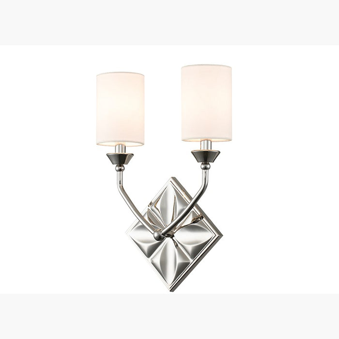Lucas McKearn Epsilon 2 Light Wall Sconce, Polished Nickel/White - SC10510PC-2