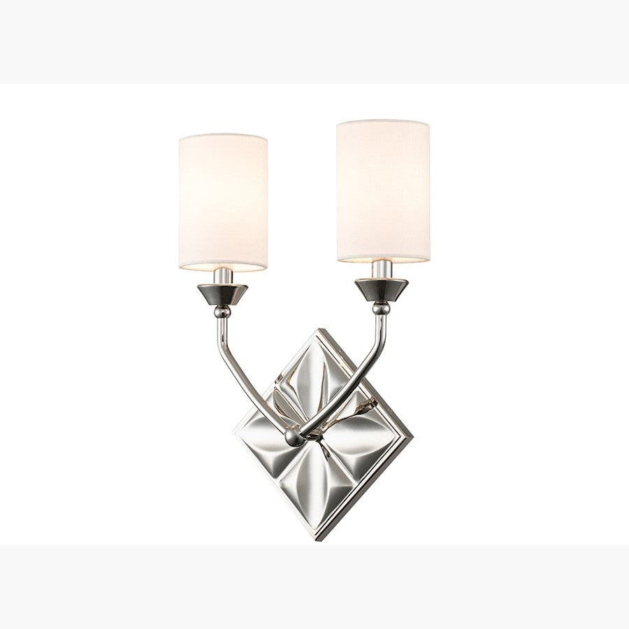 Lucas McKearn Epsilon 2 Light Wall Sconce, Polished Nickel/White - SC10510PC-2