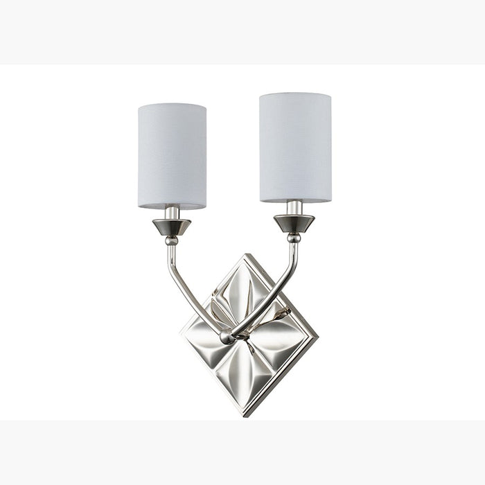 Lucas McKearn Epsilon 2 Light Wall Sconce, Polished Nickel/White