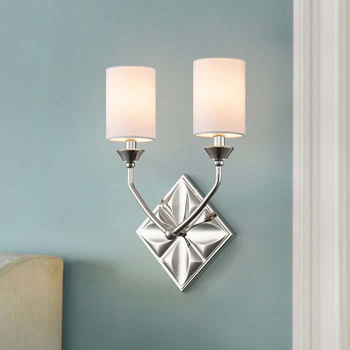 Lucas McKearn Epsilon 2 Light Wall Sconce, Polished Nickel/White