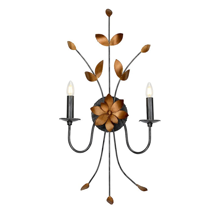 Lucas McKearn Simone 2 Light Wall Sconce, Silver/Gold Leaf Blossom - SC1148-2