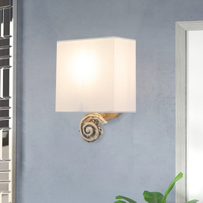 Lucas McKearn Swirl 1 Light 7" Sconce, Bone White/Ivory Linen