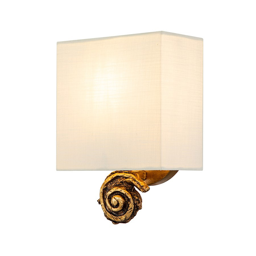 Lucas McKearn Swirl 1 Light 7" Sconce, Gold Leaf/Cream Linen - SC1161G-1