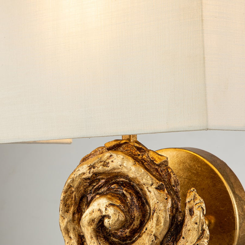 Lucas McKearn Swirl 1 Light 7" Sconce, Gold Leaf/Cream Linen