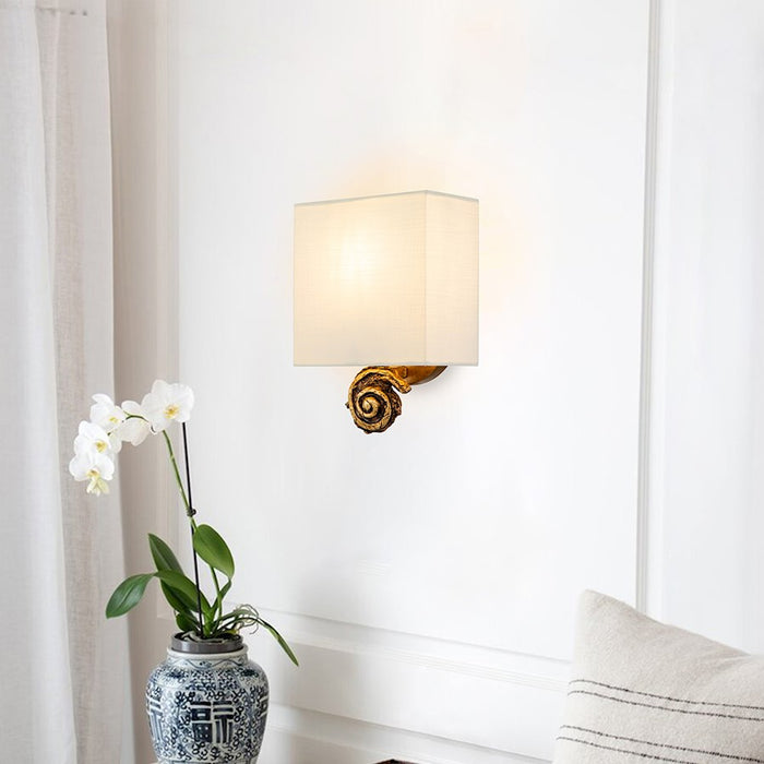 Lucas McKearn Swirl 1 Light 7" Sconce, Gold Leaf/Cream Linen