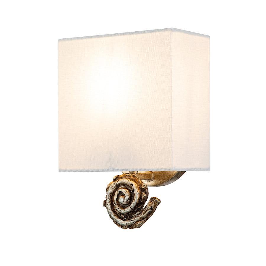Lucas McKearn Swirl 1 Light 7" Sconce, Silver Leaf/Ivory Linen - SC1161S-1