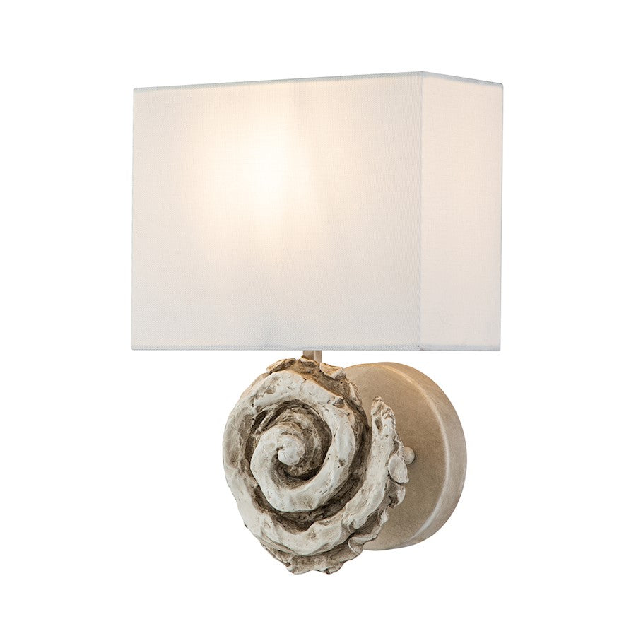 Lucas McKearn Swirl 1 Light 9" Sconce, Bone White/Ivory Linen - SC1163B-1