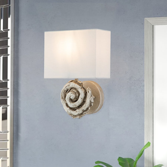 Lucas McKearn Swirl 1 Light 9" Sconce, Bone White/Ivory Linen