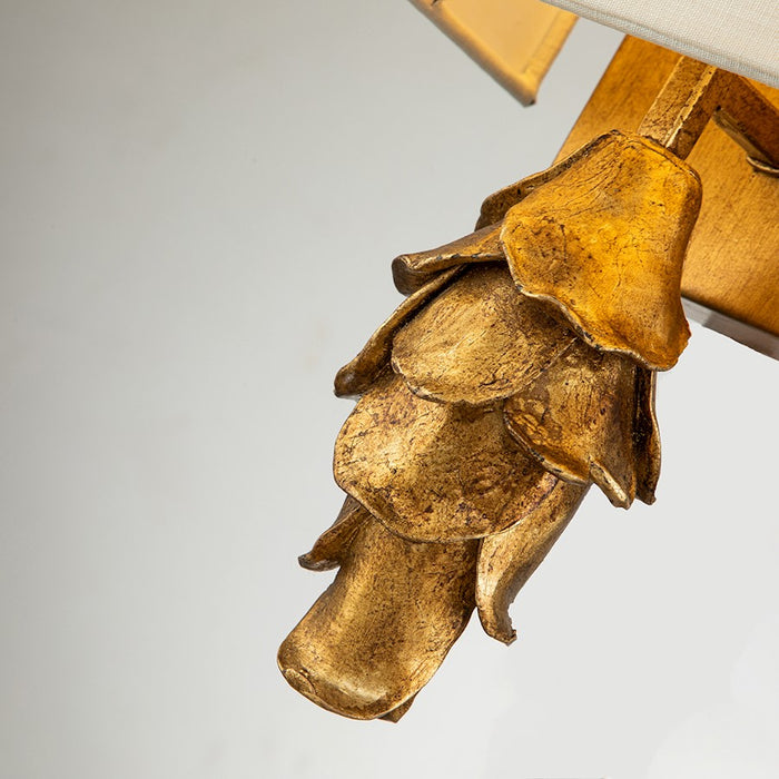 Lucas McKearn Swirl 1 Light 9" Sconce, Gold Leaf/Cream Linen