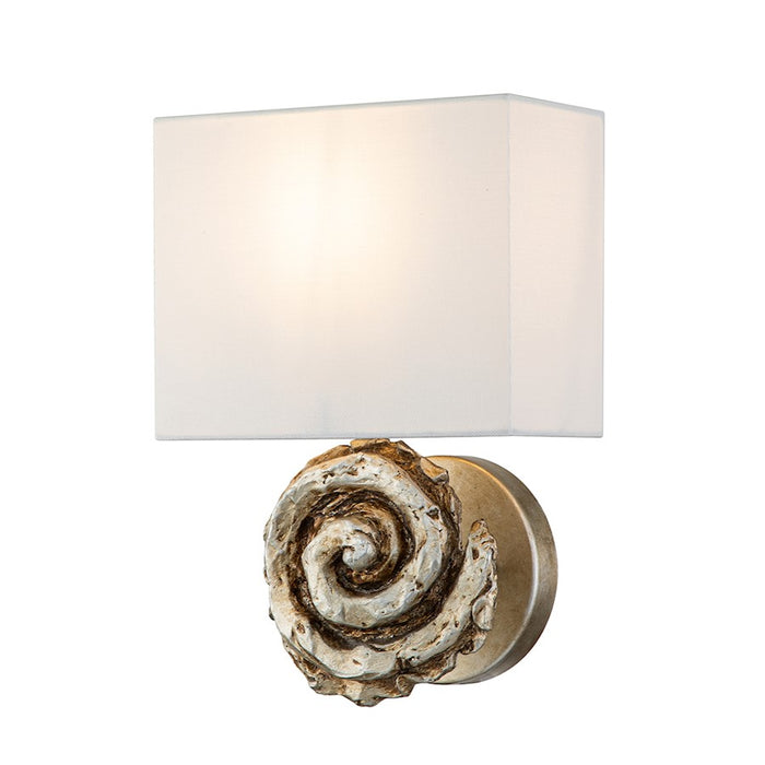 Lucas McKearn Swirl 1 Light 9" Sconce, Silver Leaf/Ivory Linen - SC1163S-1