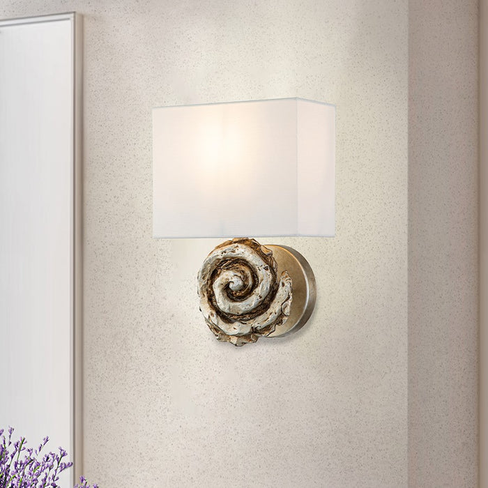Lucas McKearn Swirl 1 Light 9" Sconce, Silver Leaf/Ivory Linen