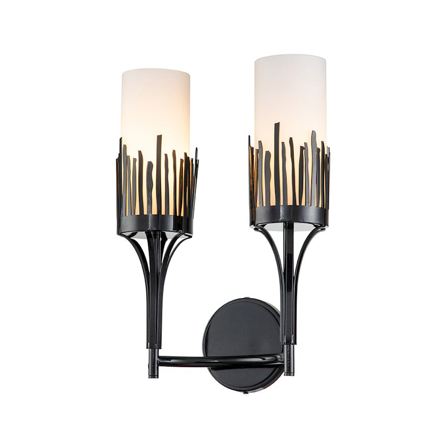 Lucas McKearn Sawgrass 2 Light Sconce, Matte Black/Opal Etched - SC20319BLK-2