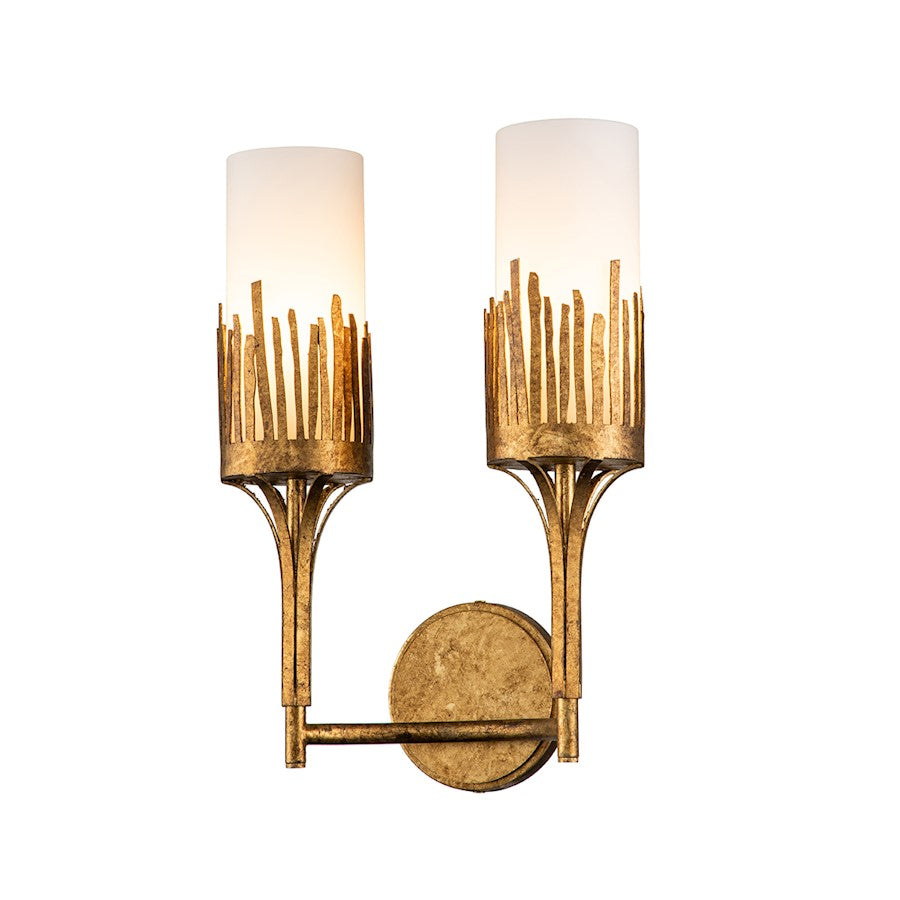 Lucas McKearn Sawgrass 2 Light Sconce, Gold Leaf/Opal Etched - SC20319G-2