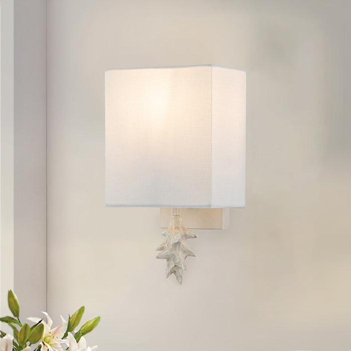 Lucas McKearn Blanche 1 Light Sconce, Bone White/Ivory Linen