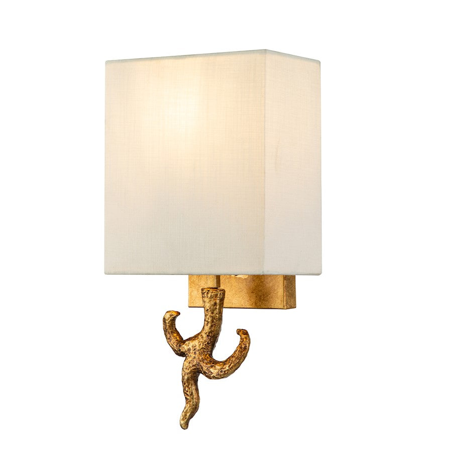 Lucas McKearn Branche 1 Light Sconce, Gold Leaf/Cream Linen - SC7037G-1